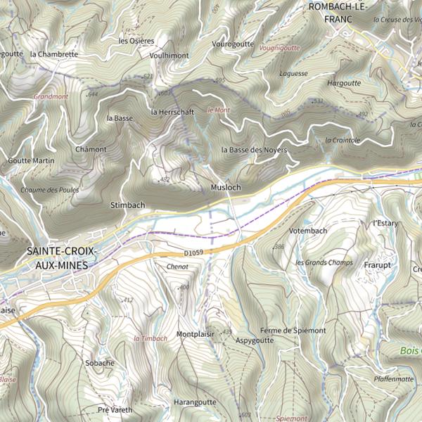 Plan cartographique de Liepvrette parcours Sainte Croix