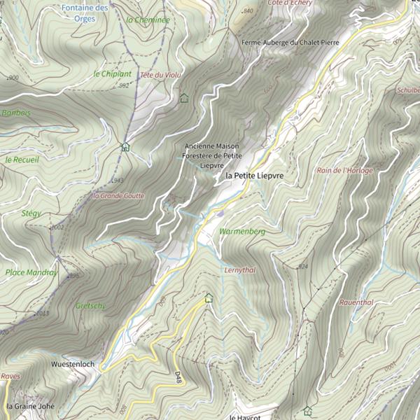 Plan cartographique de Liepvrette parcours Sainte Marie aux Mines