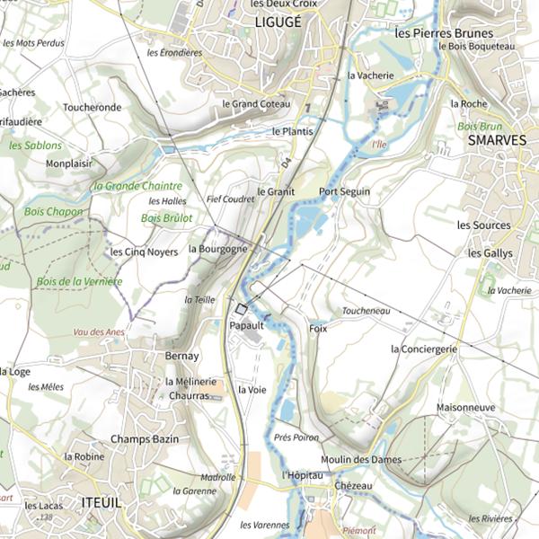 Plan cartographique de Liguge (Iles de pont)