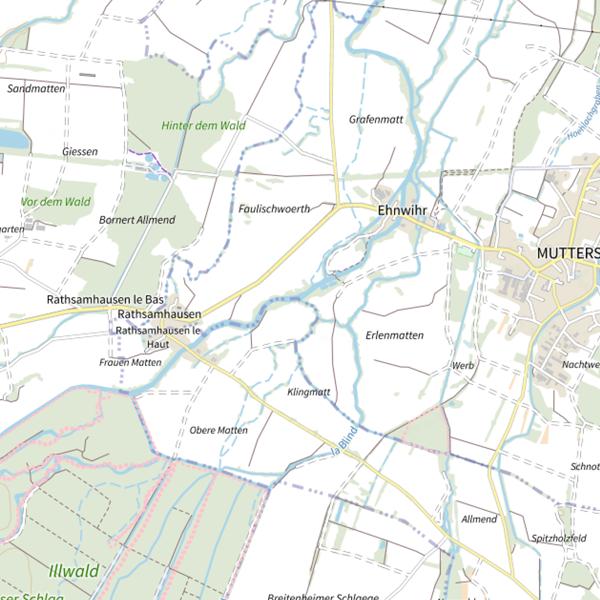 Plan cartographique de L'Ill à Baldenheim