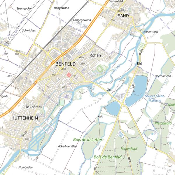 Plan cartographique de L’Ill à Benfeld
