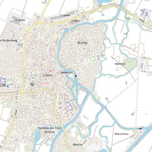 Plan cartographique de L’Ill à Erstein