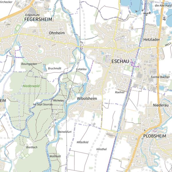 Plan cartographique de L’Ill à Eschau