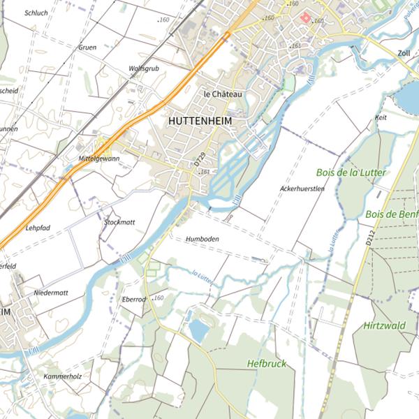 Plan cartographique de L’Ill à Huttenheim