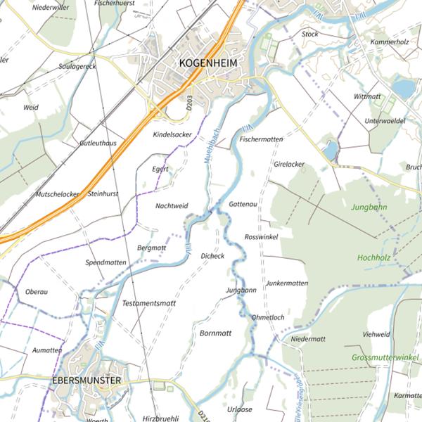 Plan cartographique de L’Ill à Kogenheim