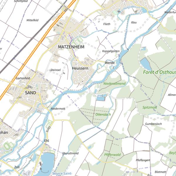 Plan cartographique de L’Ill à Matzenheim