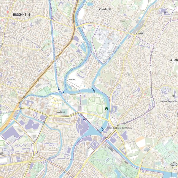 Plan cartographique de L’Ill (Doernel) à Strasbourg