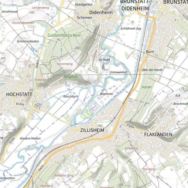 Plan cartographique de L'Ill (Haut-Rhin)