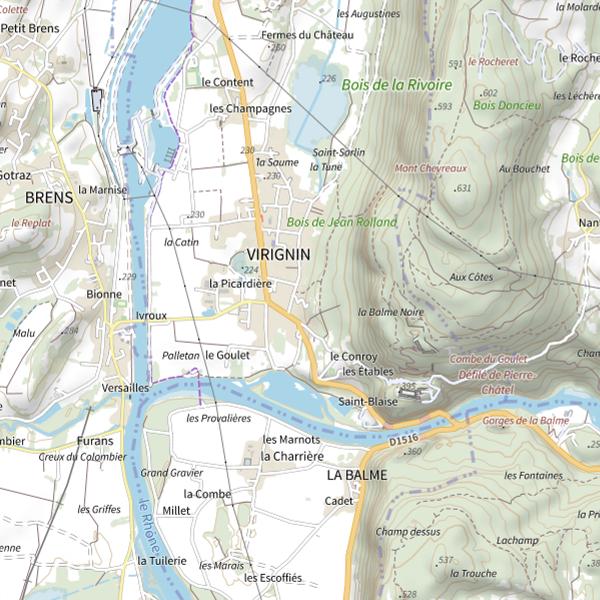 Plan cartographique de Lône de Virignin