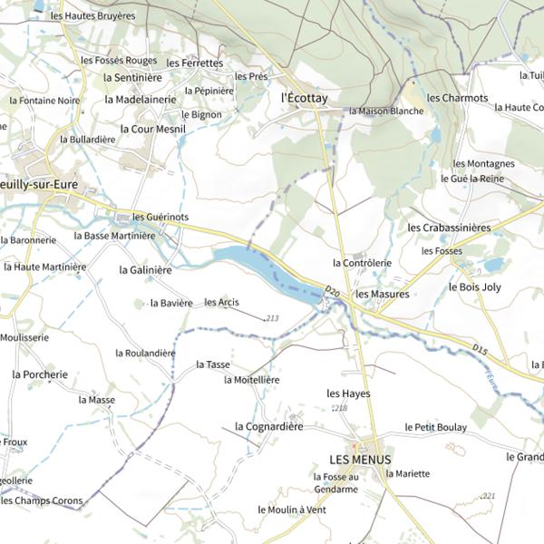 Plan cartographique de Longny-les-Villages Étang Neuf