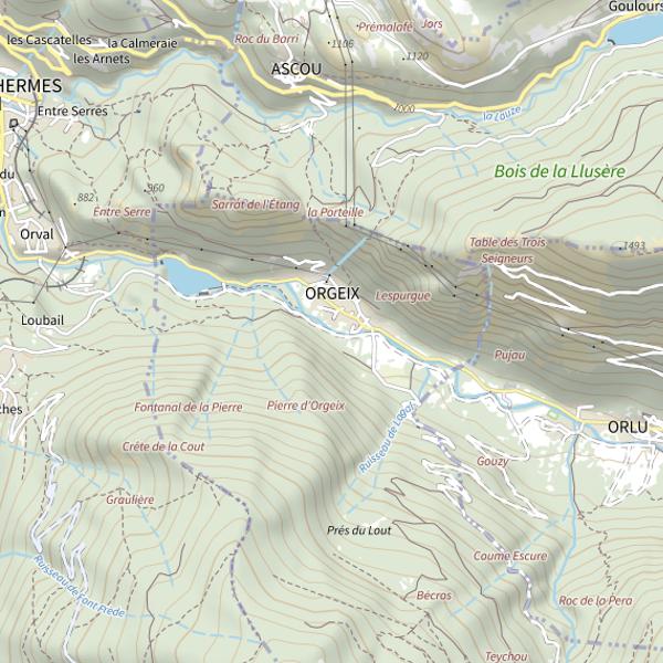 Plan cartographique de L'Oriege à Orgeix