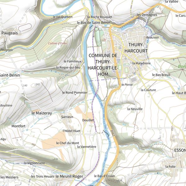 Plan cartographique de L'Orne (Calvados)