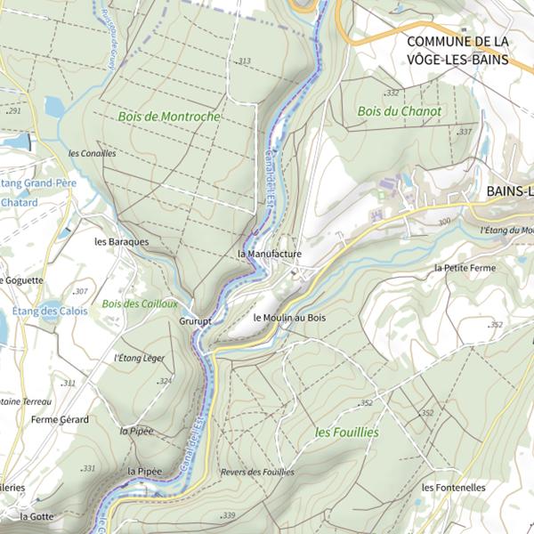 Plan cartographique de Manufacture Royale de Bains les Bains