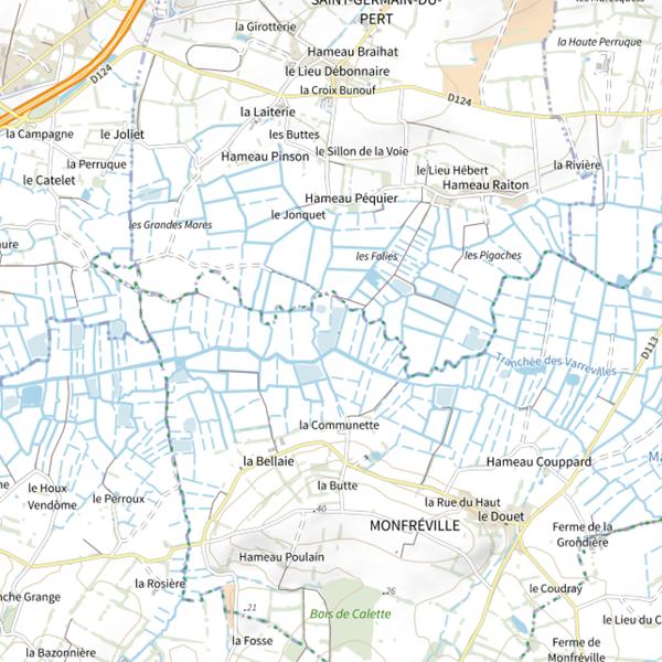 Plan cartographique de Marais de la Vallée de l'Aure