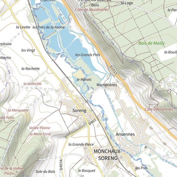 Plan cartographique de Marais de Monthière