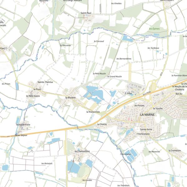 Plan cartographique de Marne Étangs de la Marne