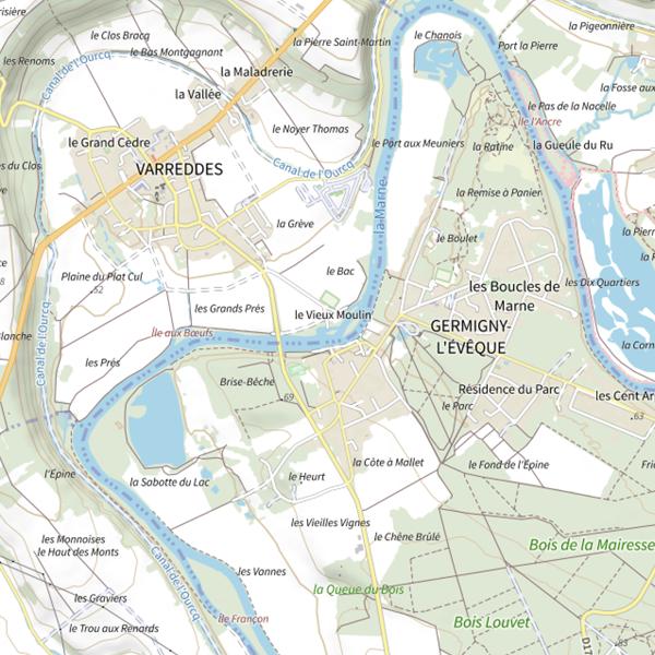 Plan cartographique de Marne Varreddes