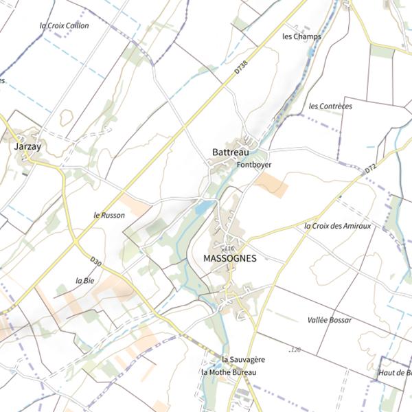 Plan cartographique de Massognes (Mercure)