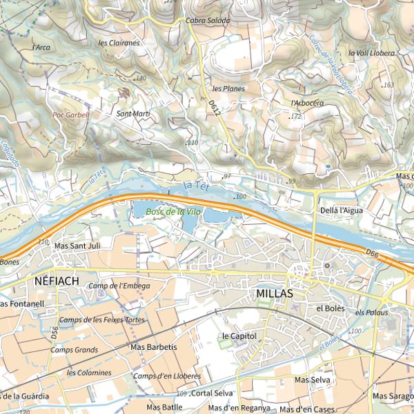 Plan cartographique de Millas Plan d’eau