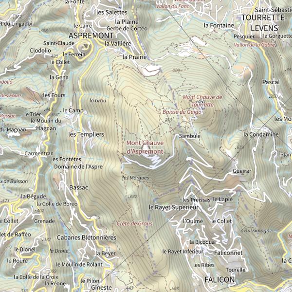 Plan cartographique de Mont Chauve d'Aspremont