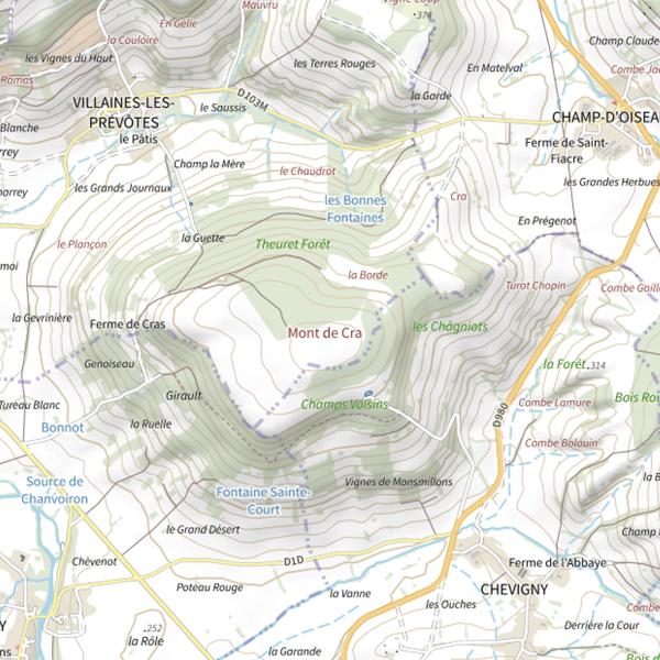 Plan cartographique de Mont de Cras
