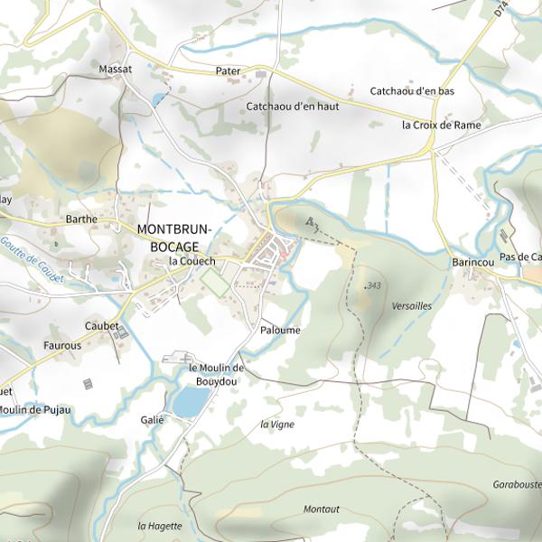 Plan cartographique de Montbrun-bocage