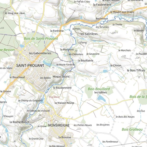 Plan cartographique de Moque-souris, le Grand Lay, Monsireigne
