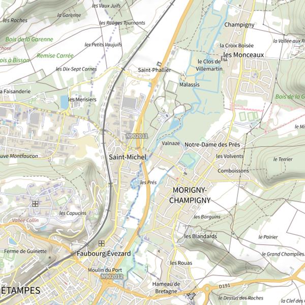 Plan cartographique de Morigny-Champigny