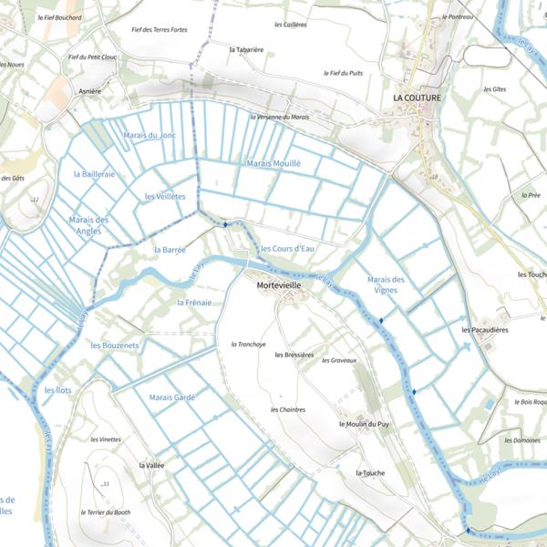 Plan cartographique de Mortevielle, Le Lay, La Bretonnière
