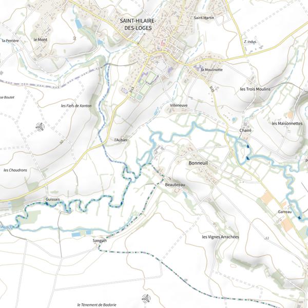 Plan cartographique de Moulin de Guissais, L'Autize, Saint-Hilaire-des-Loges
