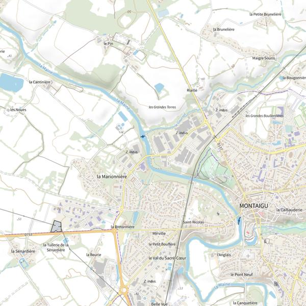 Plan cartographique de Moulin Gros-Viaduc, La Maine, Montaigu