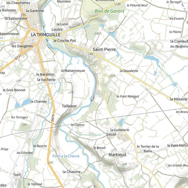 Plan cartographique de Moulin Neuf (La Benaize)