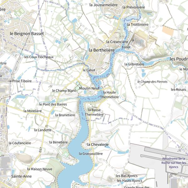 Plan cartographique de Moulin Neuf, Lac de Moulin Papon, La Roche-sur-Yon