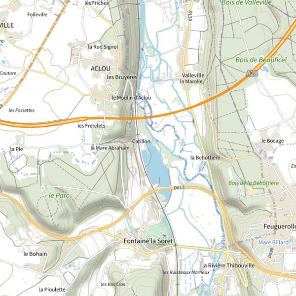 Plan cartographique de Nassandres sur Risle petit plan d'eau