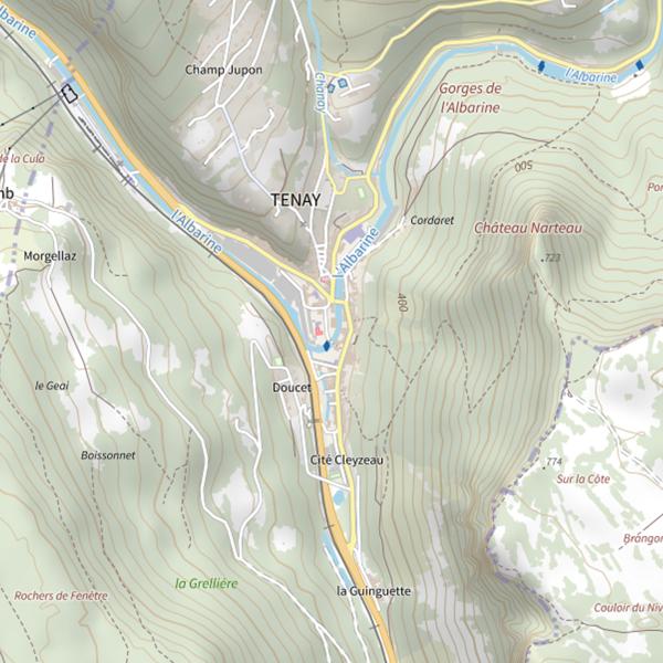 Plan cartographique de No-kill Albarine | Tenay