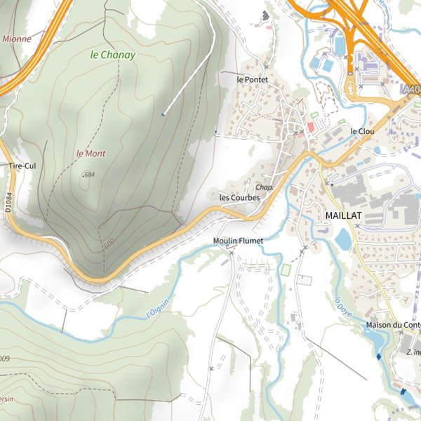 Plan cartographique de No-kill Oignin | Saint Martin du Fresne - Maillat