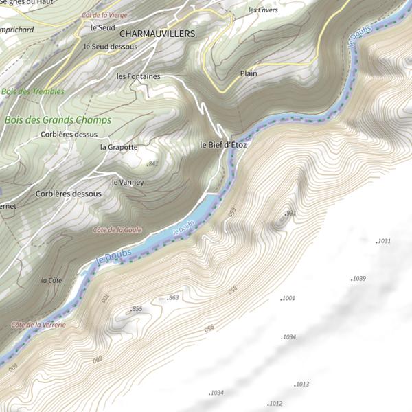Plan cartographique de Noirmont Retenue de la Goule