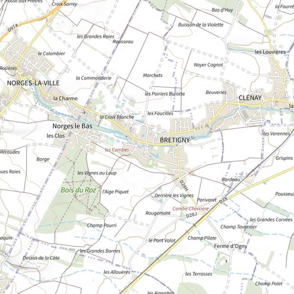 Plan cartographique de Norges (La) - Commune