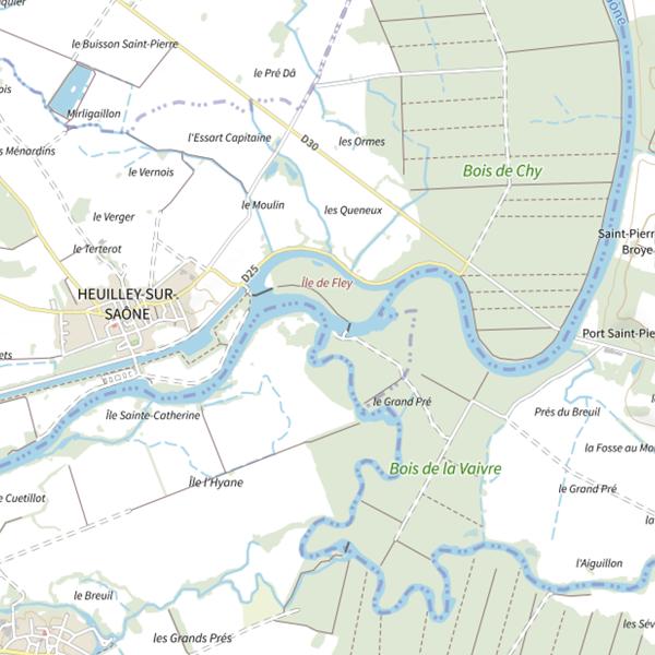 Plan cartographique de Ognon (L') Rive Droite