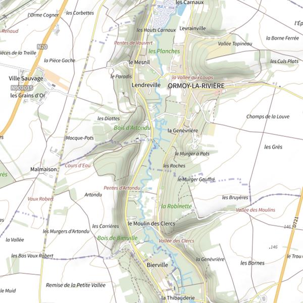 Plan cartographique de Ormoy la Rivière