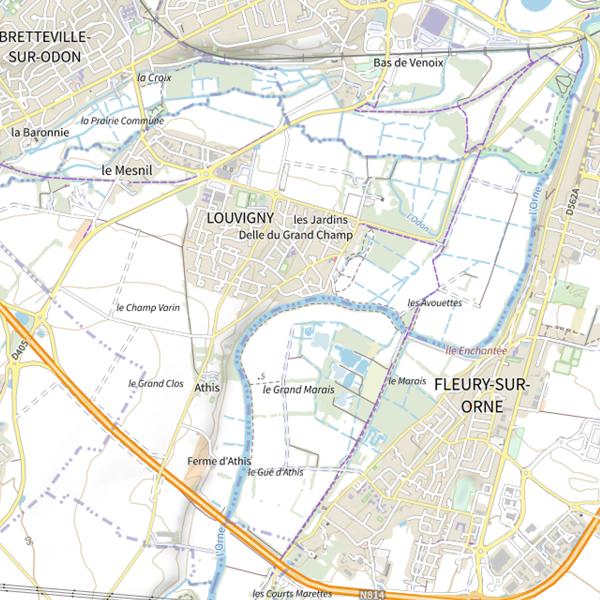 Plan cartographique de Orne à Louvigny