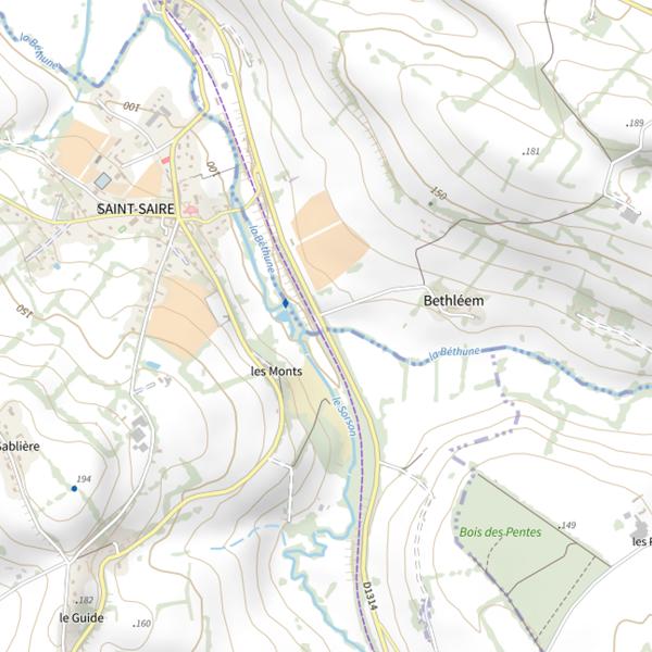 Plan cartographique de Parcours béthune 2