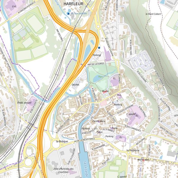 Plan cartographique de Parcours canalisé harfleur