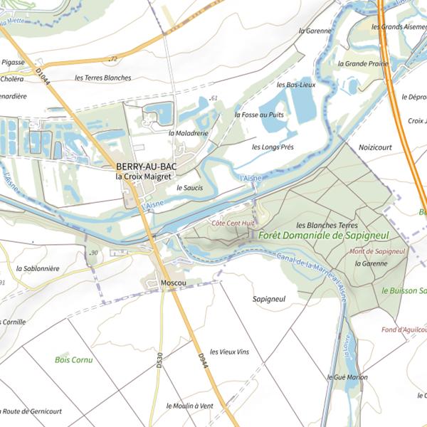 Plan cartographique de Parcours carpe de nuit de Berry-au-Bac