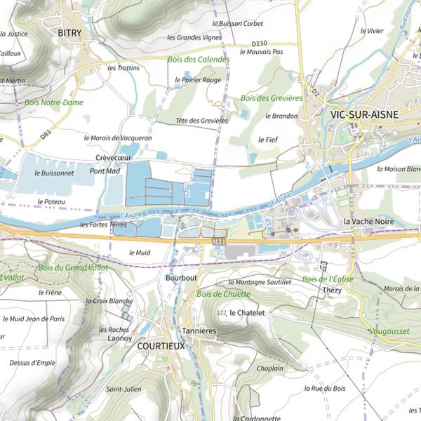 Plan cartographique de Parcours carpe de nuit de Bitry