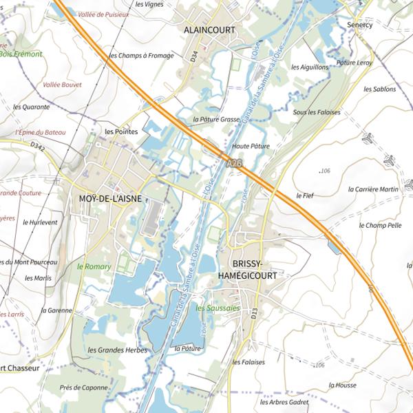 Plan cartographique de Parcours carpe de nuit de Brissy-Hamégicourt