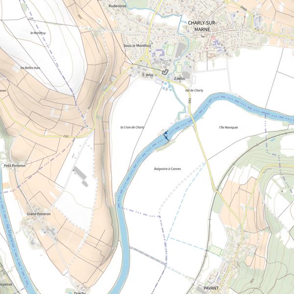 Plan cartographique de Parcours carpe de nuit de Charly-sur-Marne