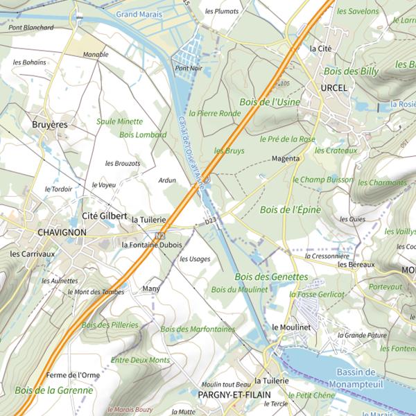 Plan cartographique de Parcours carpe de nuit de Chavignon