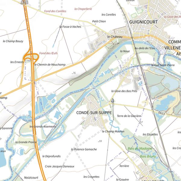 Plan cartographique de Parcours carpe de nuit de Condé-sur-Suippe
