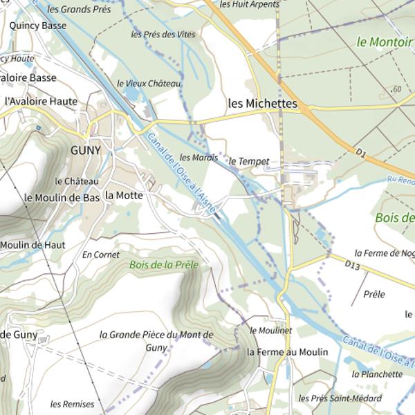 Plan cartographique de Parcours carpe de nuit de Guny